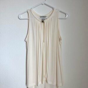 H&M Cream Sleeveless Flowy Keyhole Top